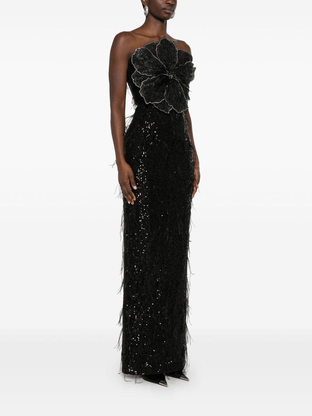 floral-appliqué sequined maxi dress Product Image