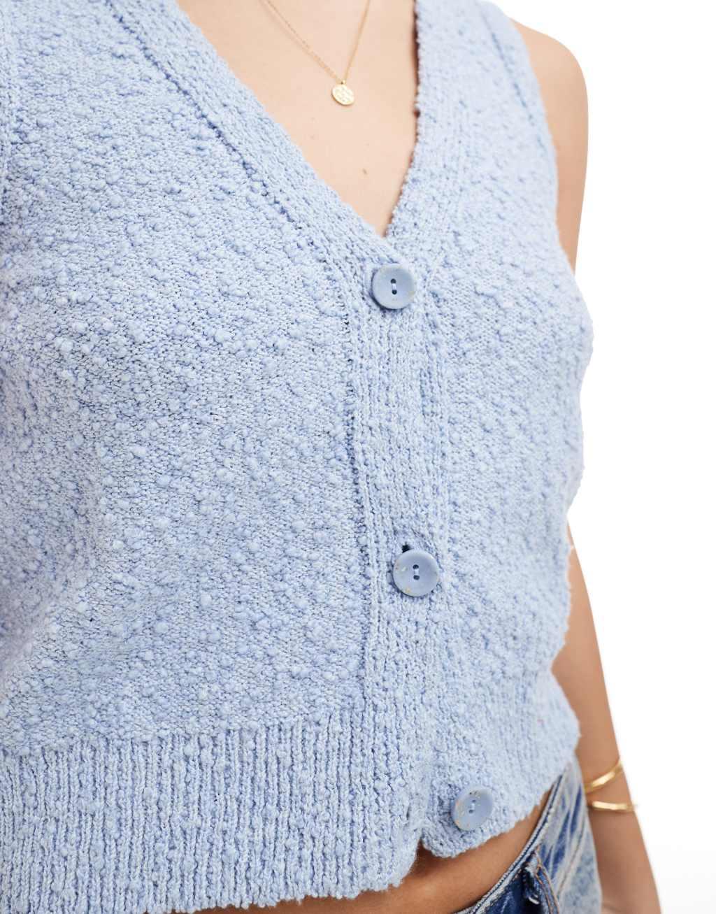 ONLY textured knit vest in light blue Product Image