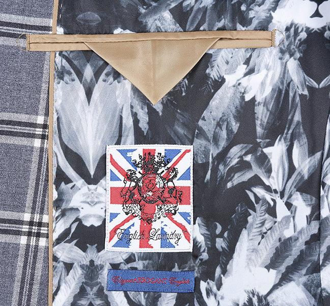 English Laundry Slim Fit Dimgray with White Check Suit Product Image