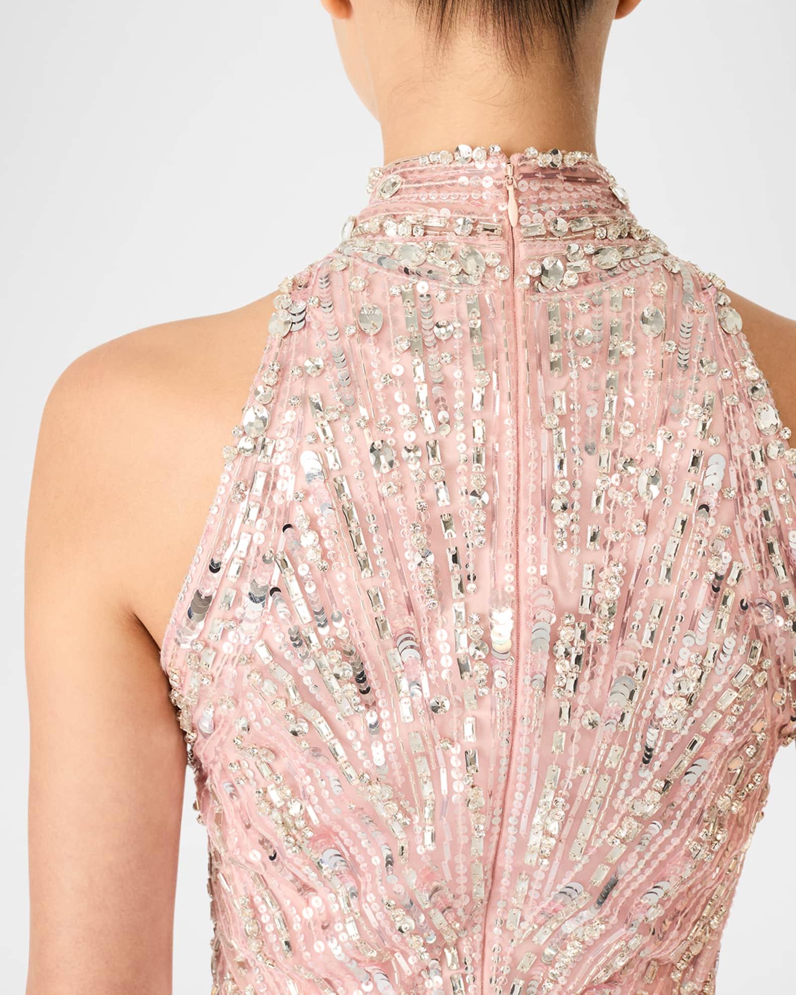 Rebel Halter Crystal Sequined Mini Dress Product Image