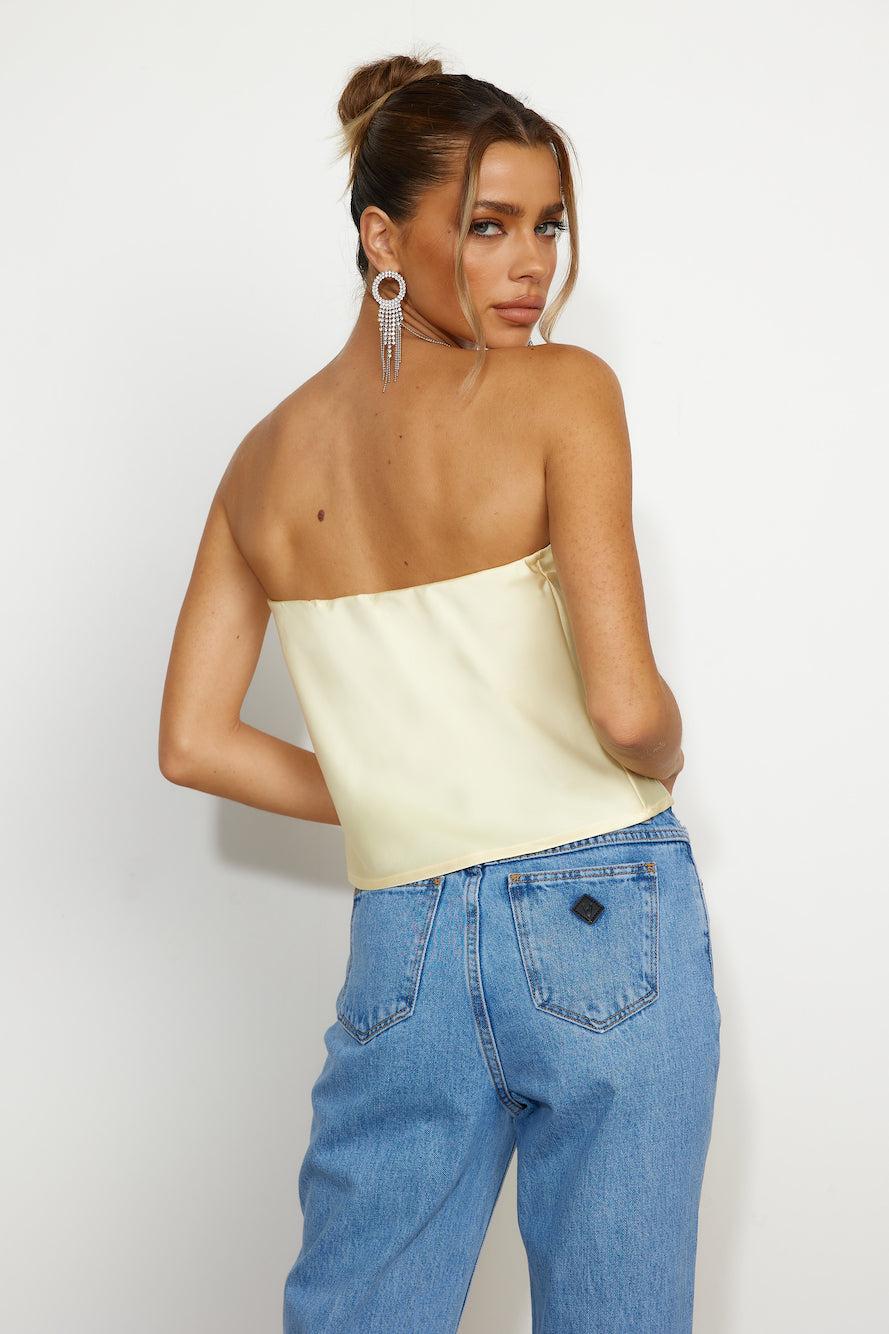 Fresh Style Satin Top Yellow Product Image