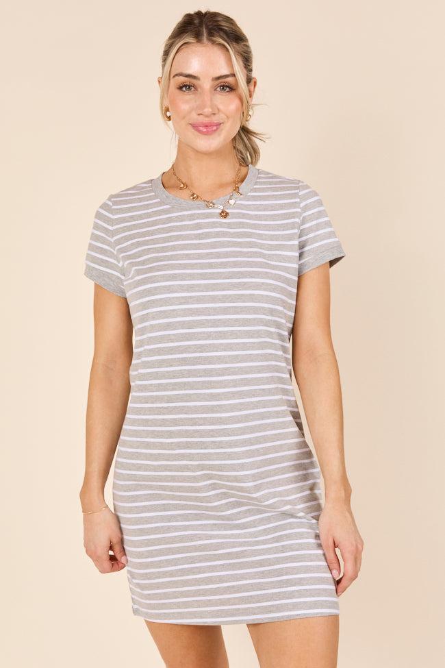 Abby Varsity Striped Light Blue Knit Dress FINAL SALE Product Image