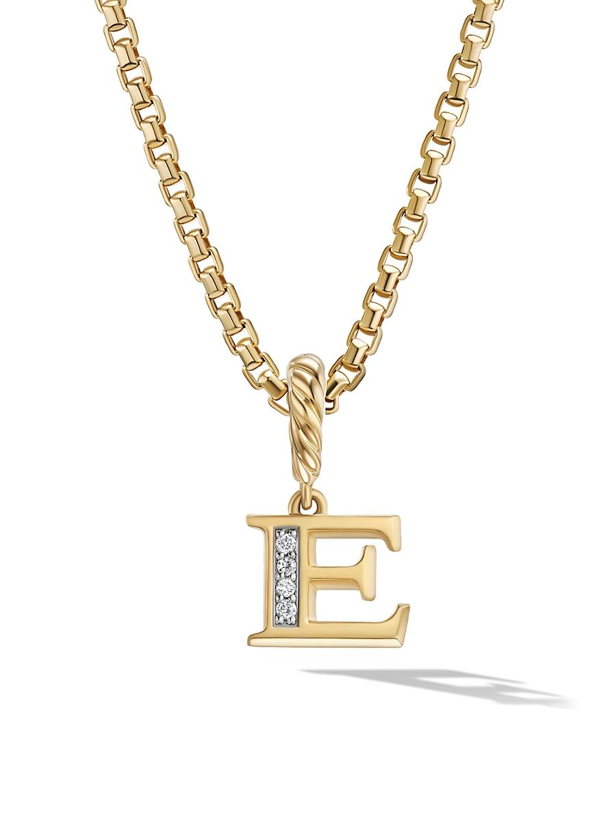Womens Pav Initial Pendant in 18K Yellow Gold Product Image