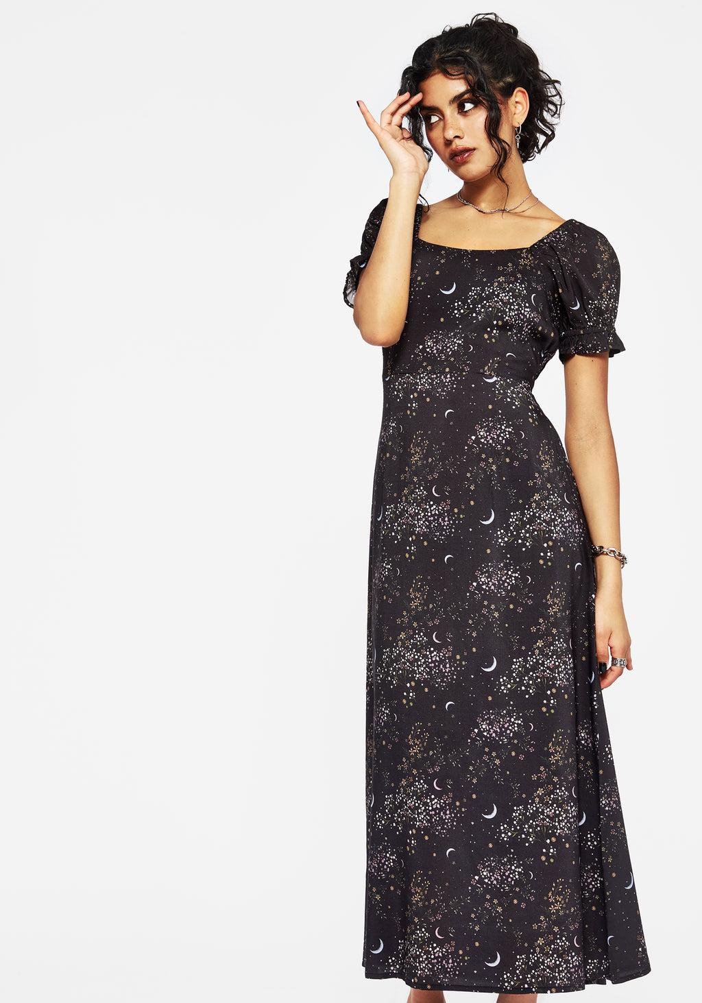 Peaseblossom Celestial Back Cut Out Midi Dress Product Image