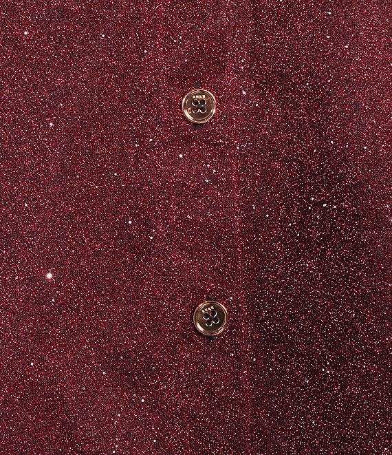 Buru Mod Woven Metallic Mock Neck Long Puffed Sleeve Cropped Coordinating Top Product Image