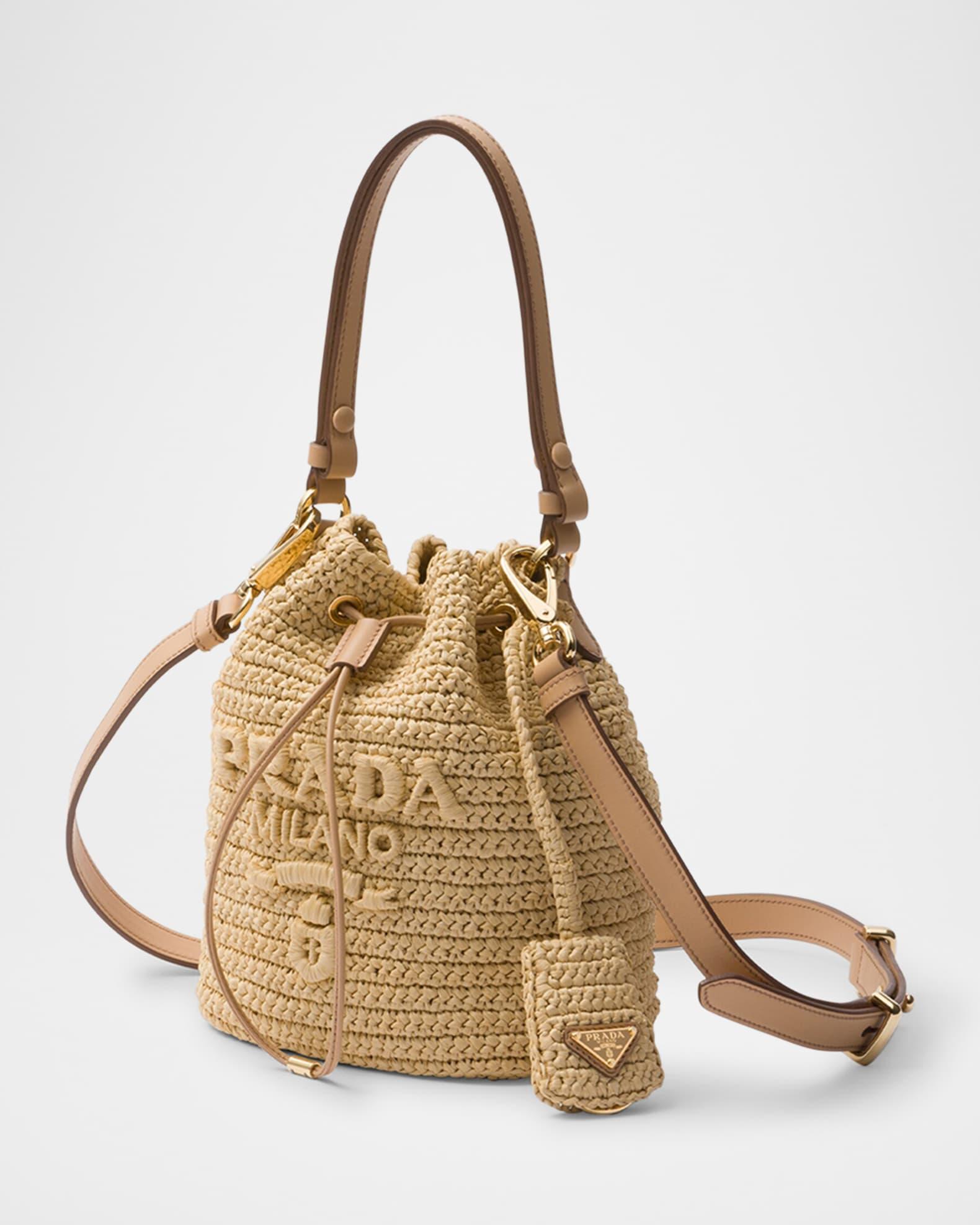 Crochet and Leather Mini Bucket Bag Product Image