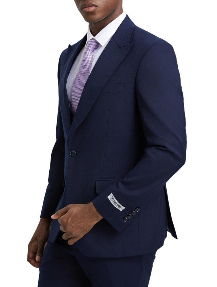 Stacy Adams - Navy 3 Piece Hybrid Fit Suit With Expandable Waist Band Product Image
