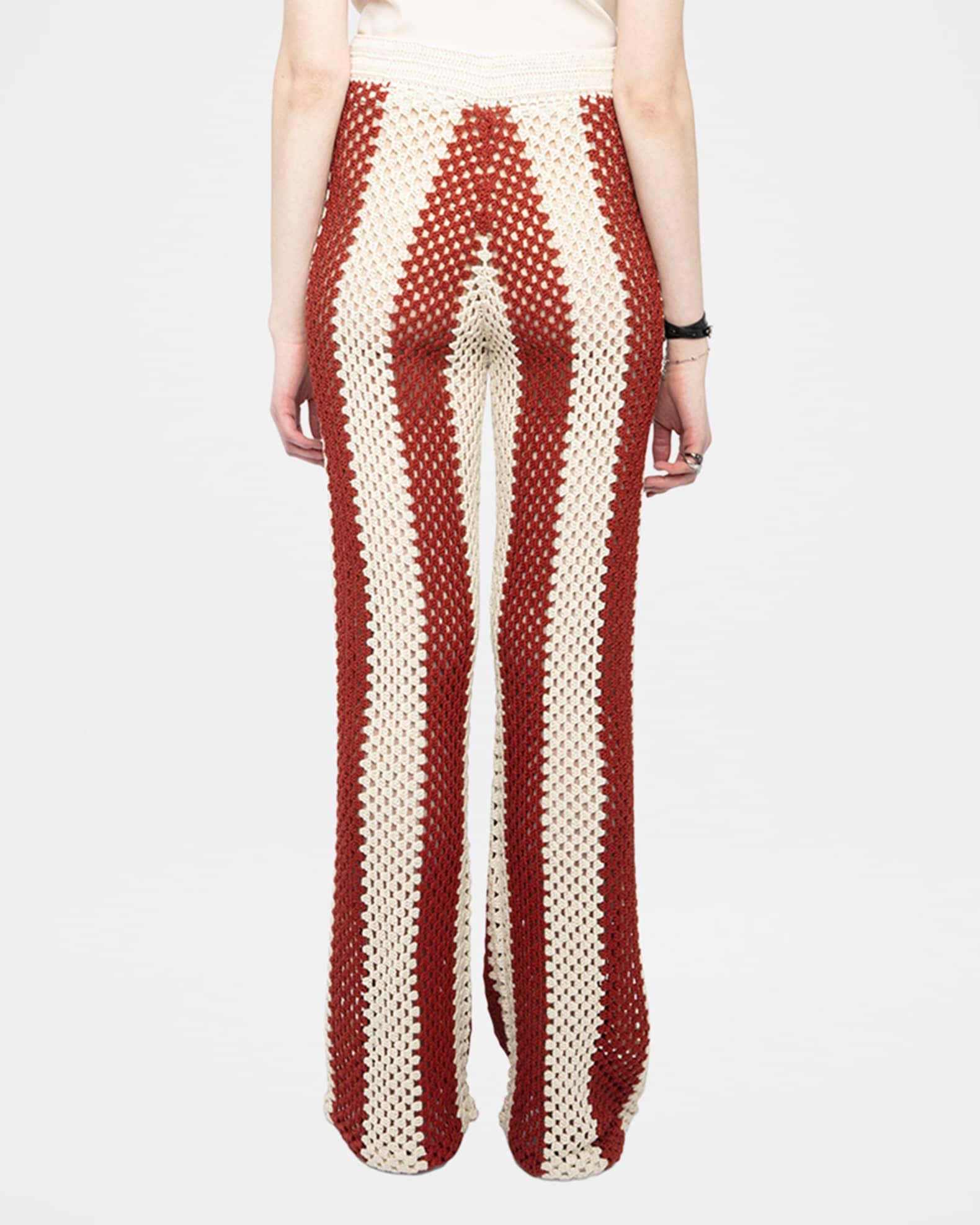 Pia Striped Crochet-Knit Pants Product Image