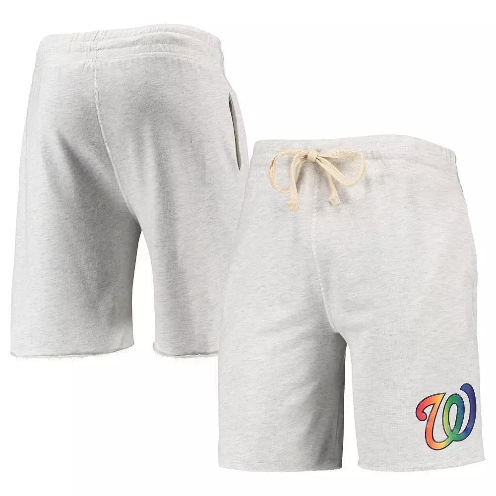 Men's Concepts Sport Oatmeal Washington Nationals Mainstream Logo Terry Tri-Blend Shorts,  Product Image