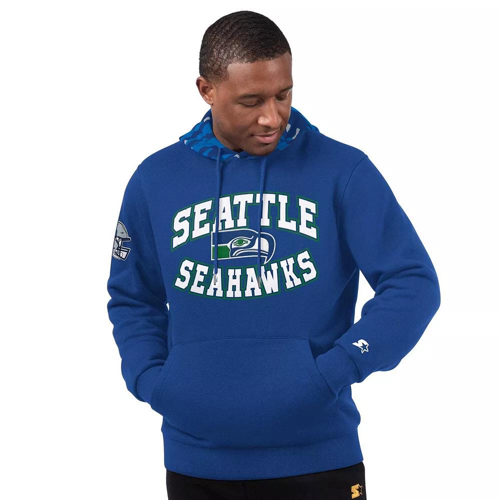 Men's Starter  Royal Seattle Seahawks Thursday Night Gridiron Vintage Logo Pullover Hoodie, Size: 5XL, Blue Product Image