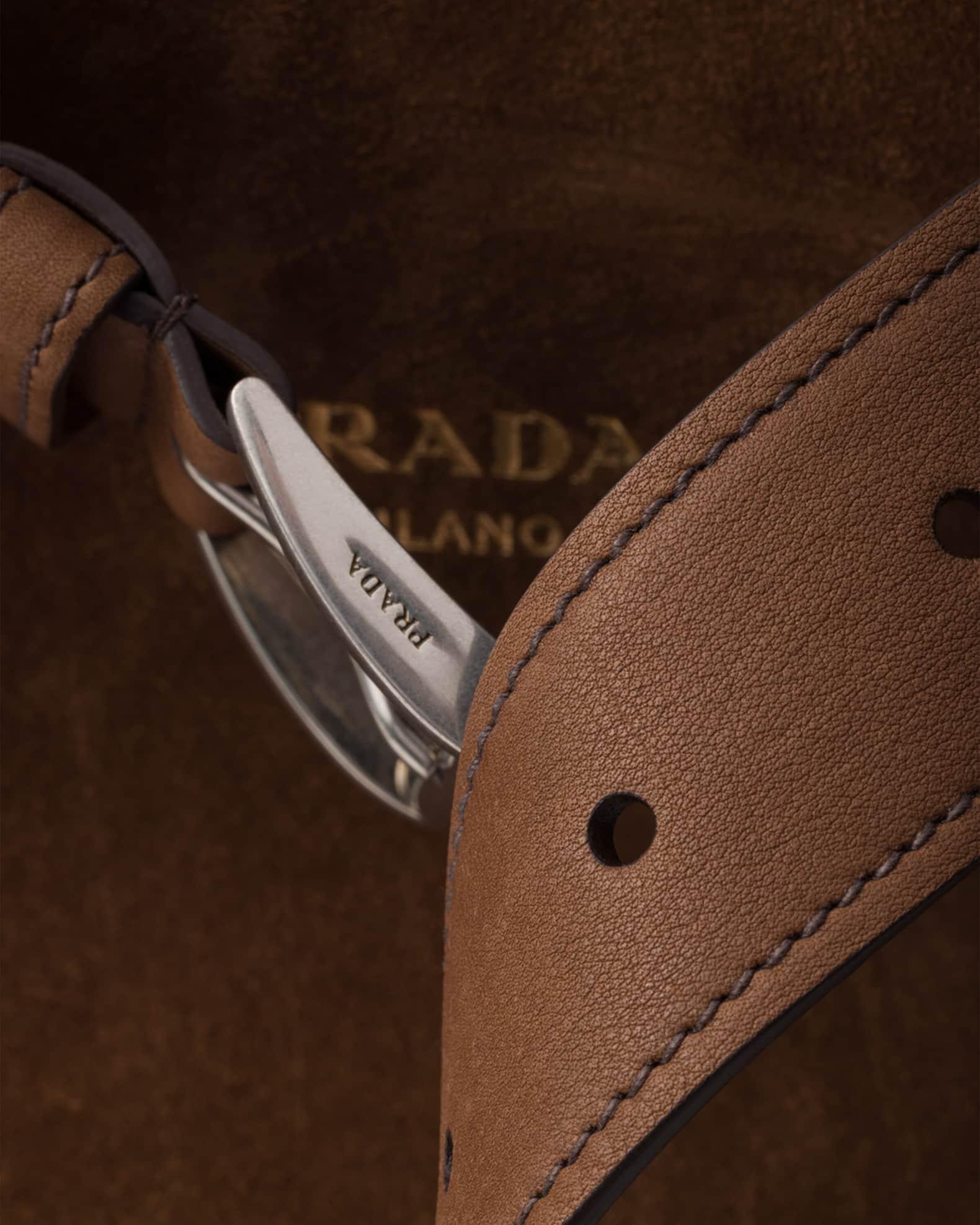 Men's Buckle Suede Shoulder Bag with Belt Product Image