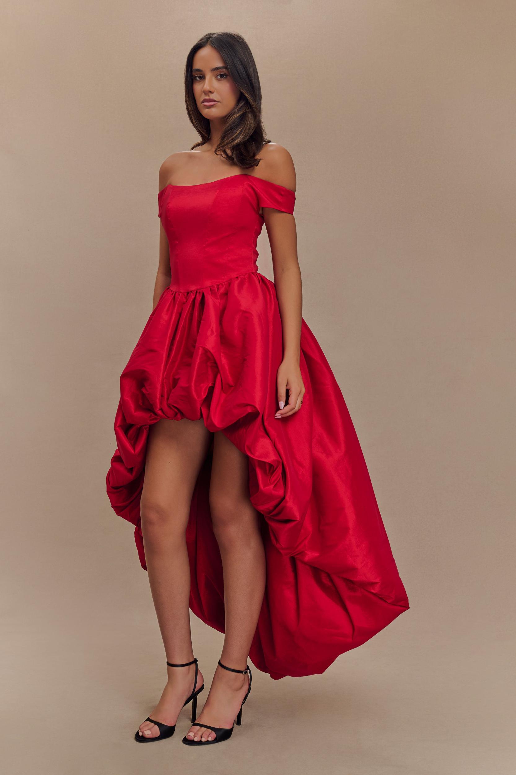 Amelia Bubble Maxi Dress - Ruby Red Product Image