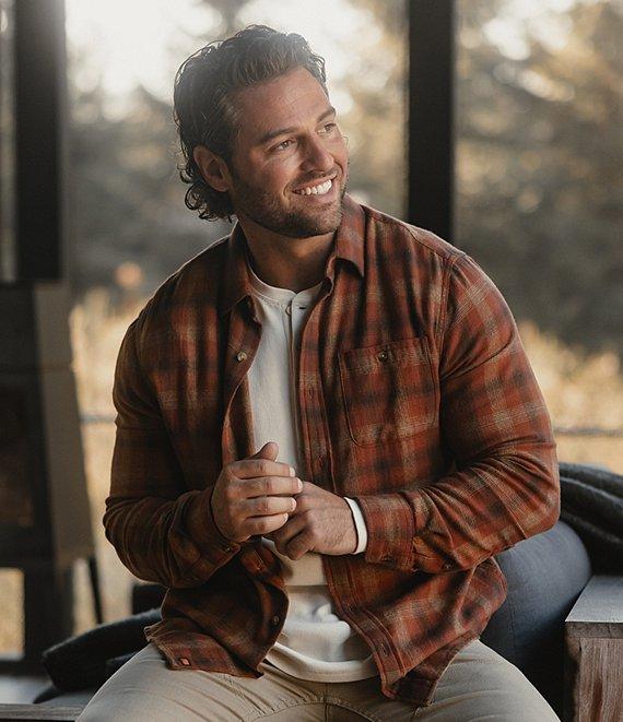 The Normal Brand Hudson Double Dark Brushed Flannel Long Sleeve Woven Shirt Product Image