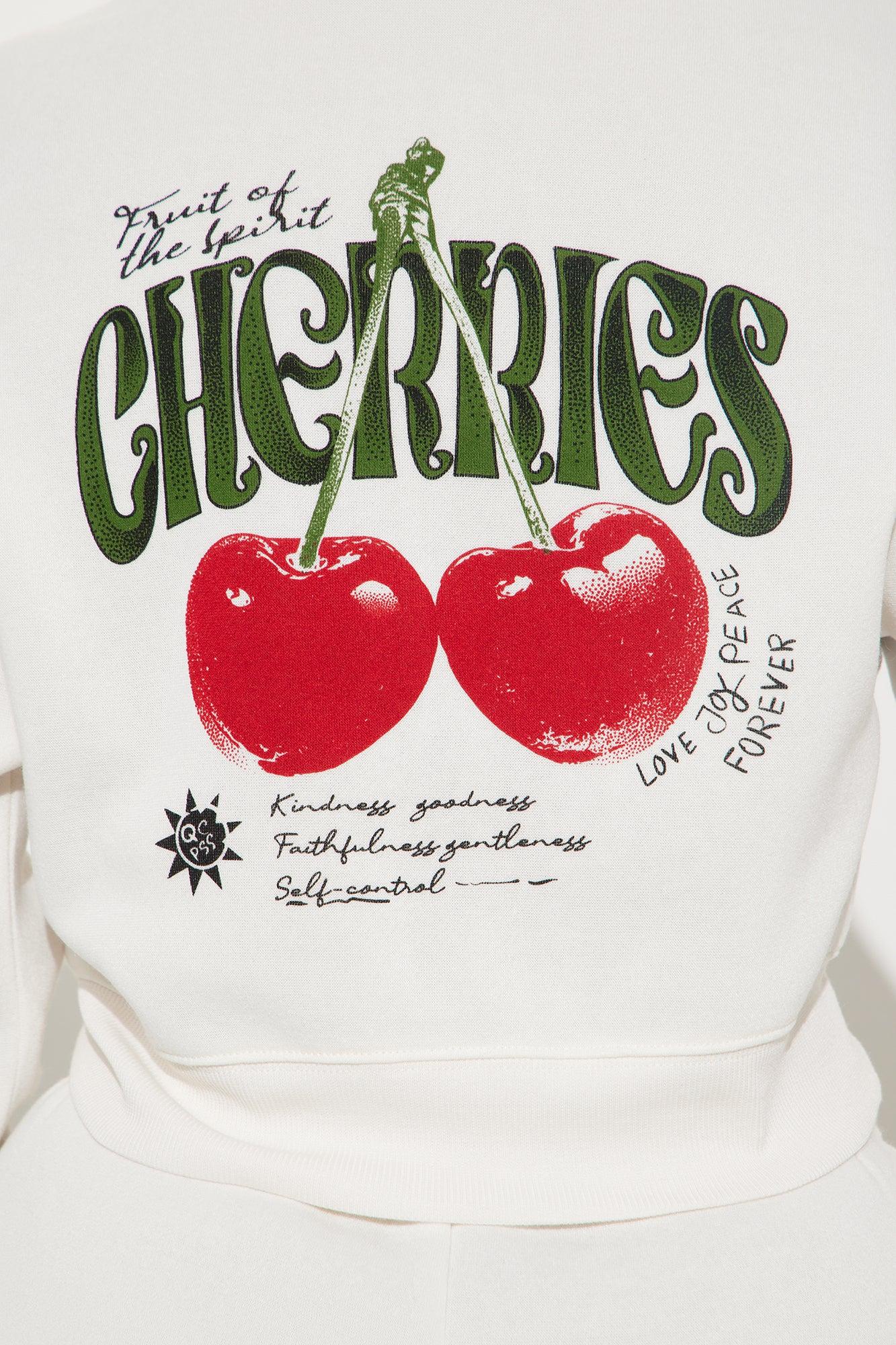 Tasty Cherries Fleece Short Set - Ivory Product Image