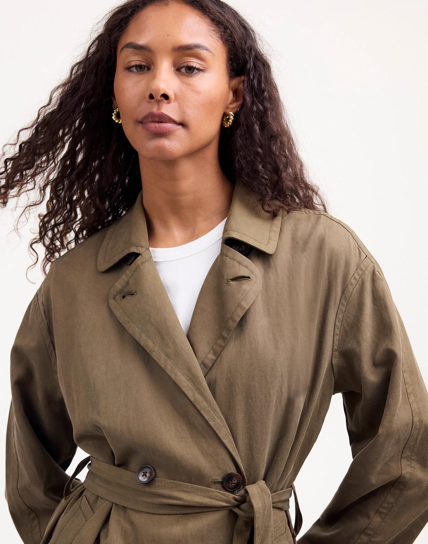 Belted Trench Coat in Drapey Twill Product Image