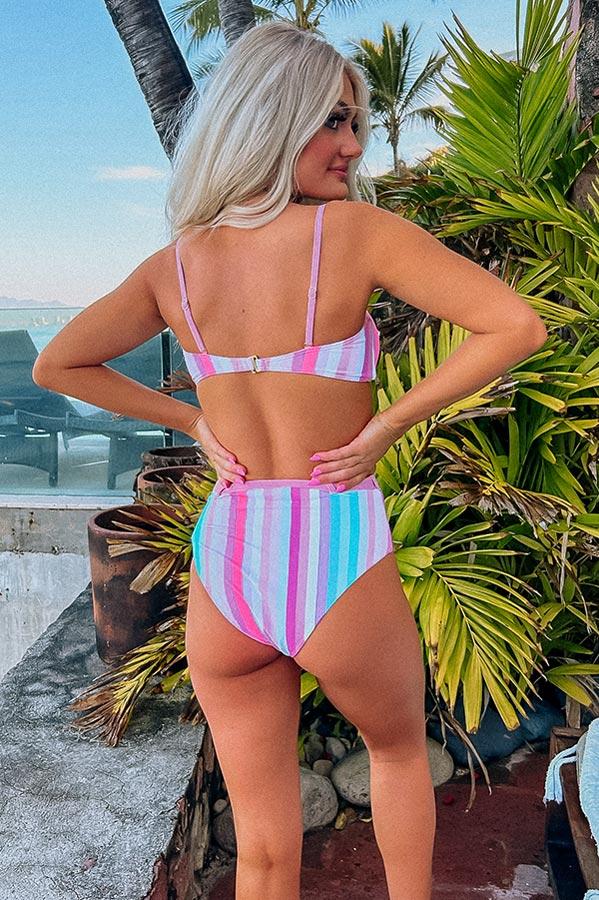 Santorini Seashells High Waist Stripe Bikini Bottom Product Image