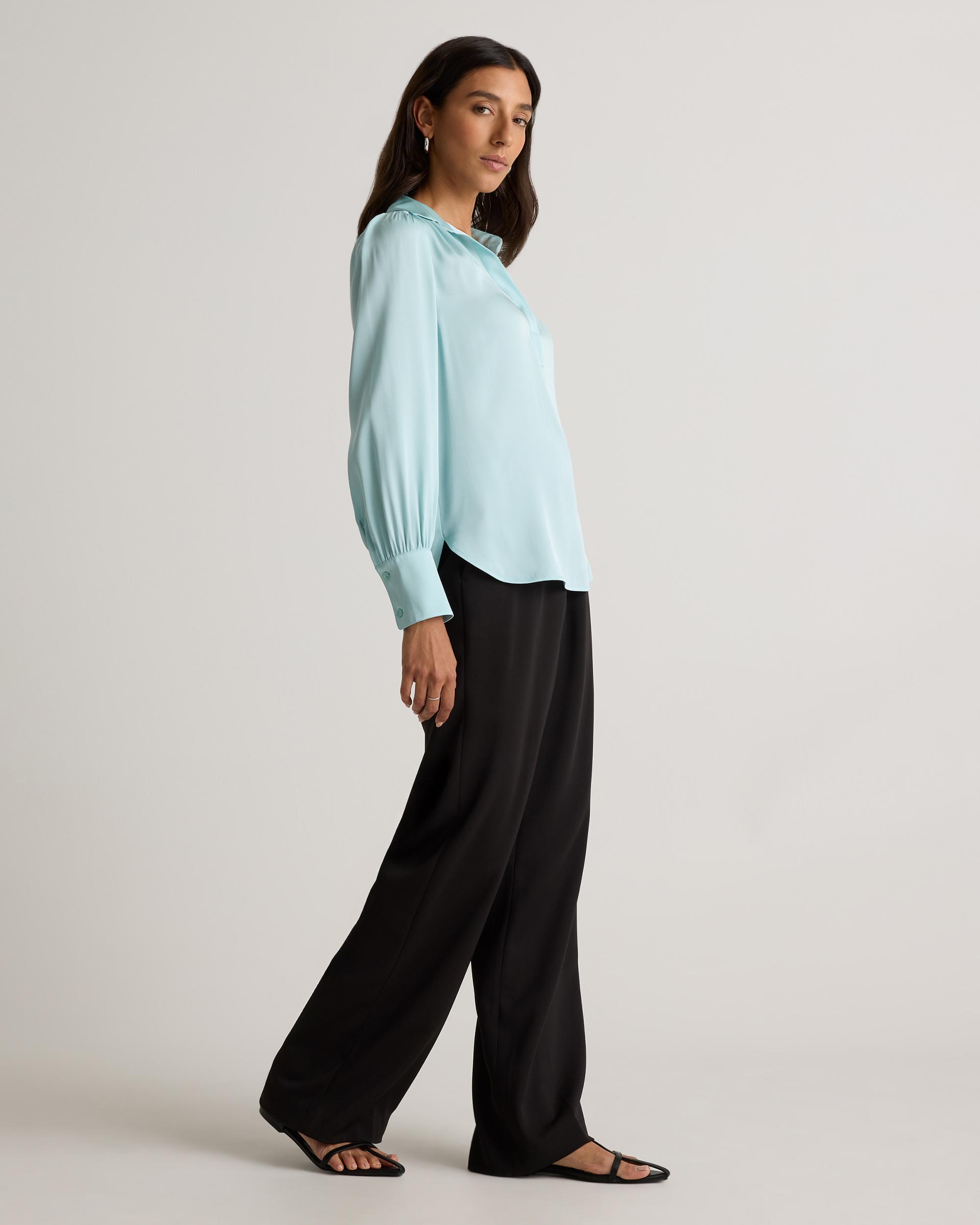 Quince | Women's Washable Stretch Silk Split Neck Blouse Mulberry Silk Product Image