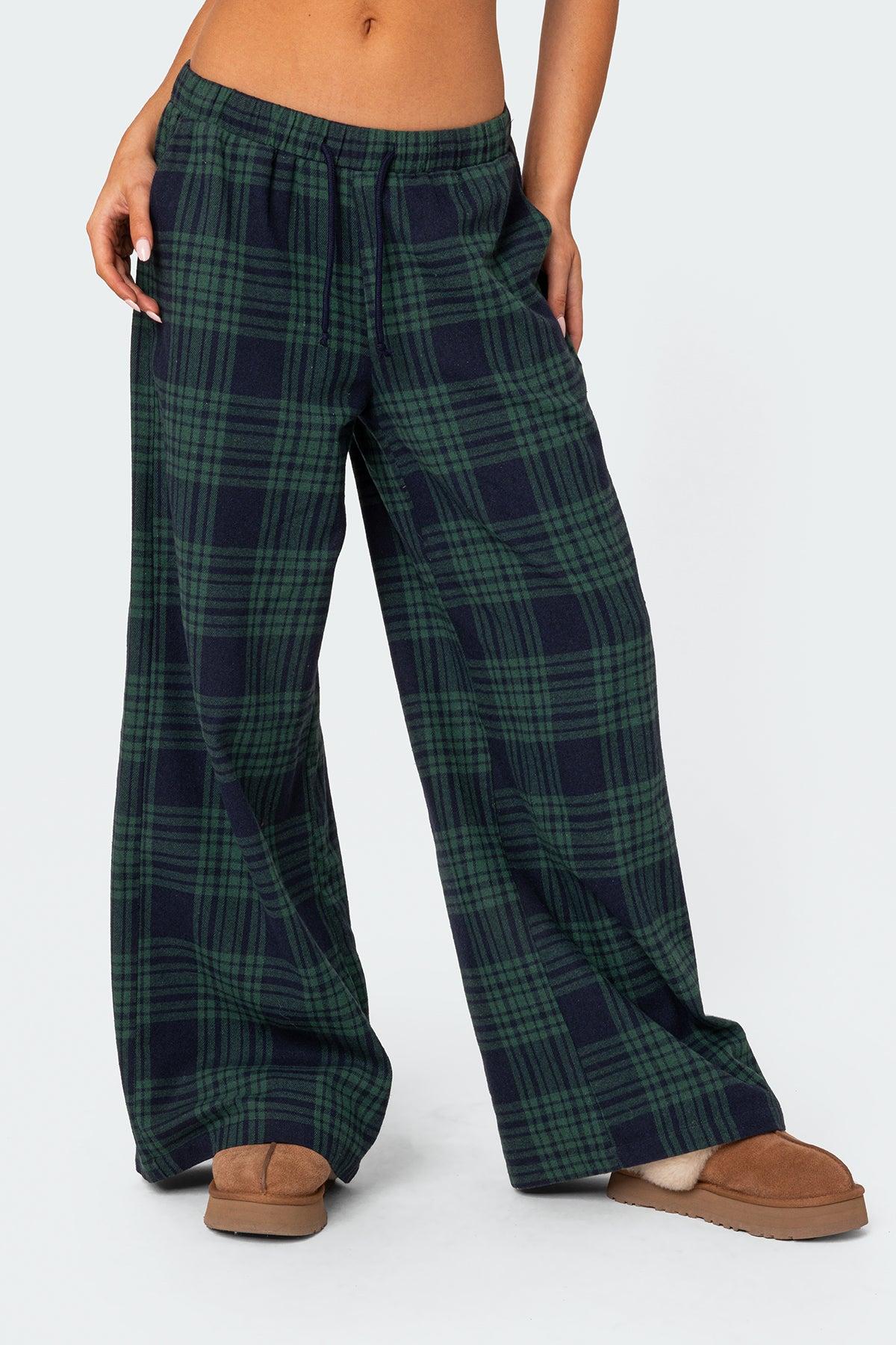 Lounge Around Plaid Wide Leg Pants Product Image