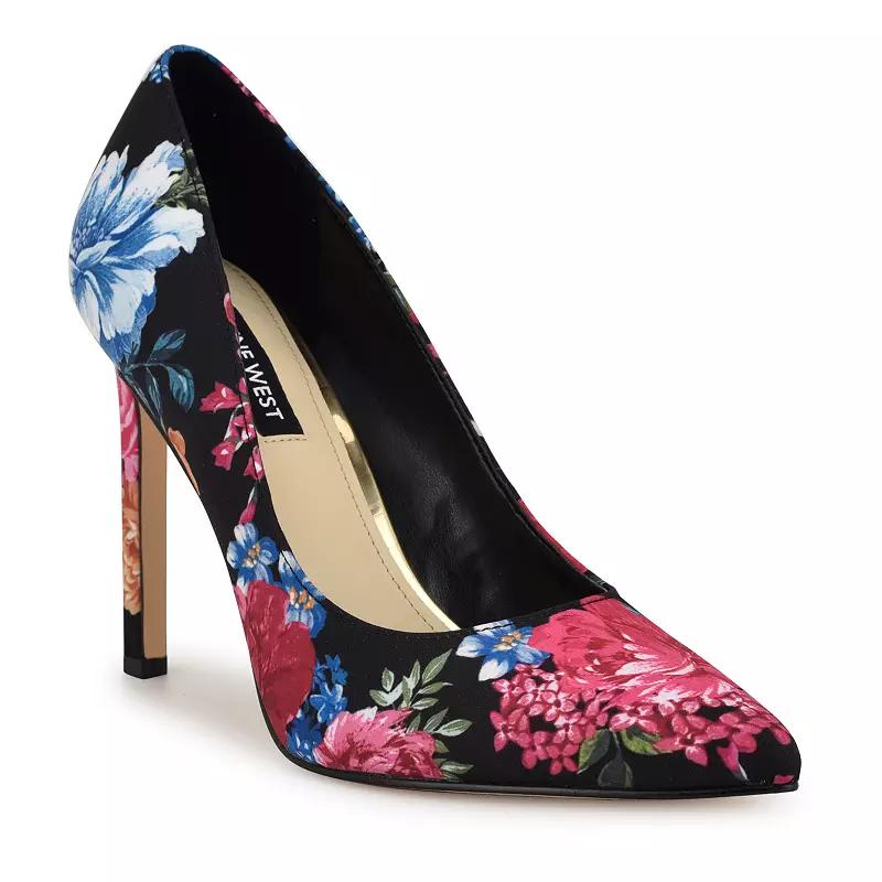 Nine West Tatiana Women's Heels, Size: 9.5, Black Blooms Floral Product Image
