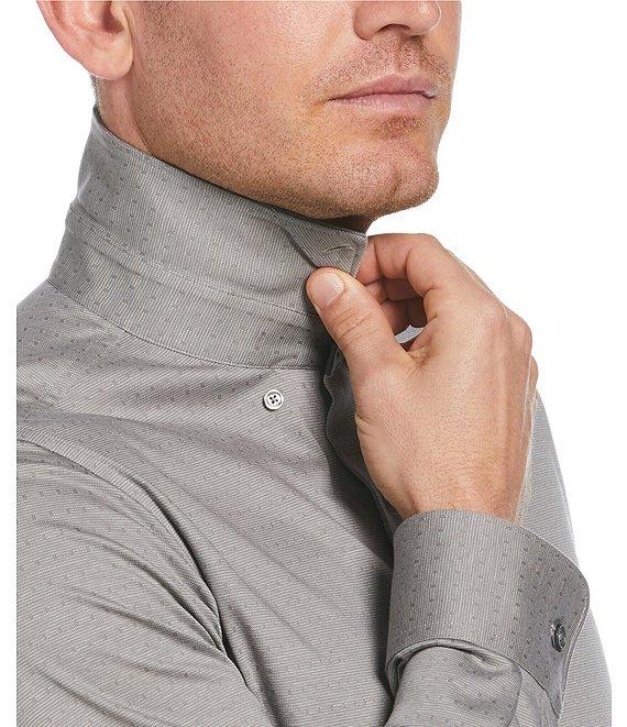Perry Ellis Slim Fit Stretch Dobby Long Sleeve Mini Tonal Dot Print Shirt Product Image