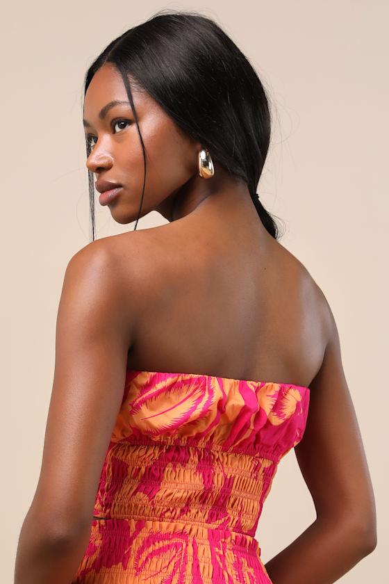 Luana Pink and Orange Floral Crop Top Product Image