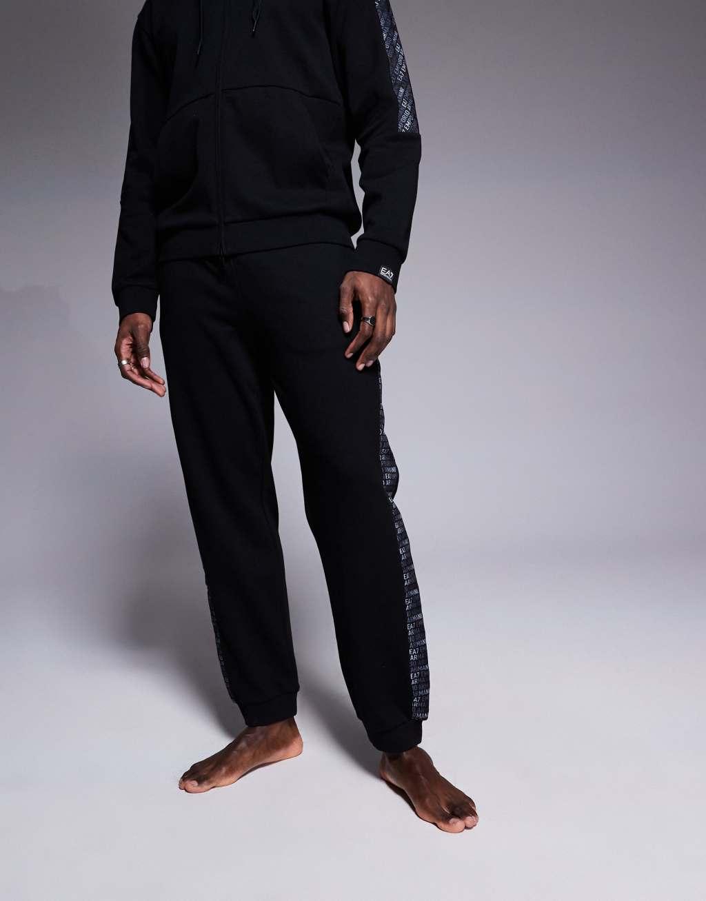 Armani EA7 sweatpants with logo tape detail in black - part of a set Product Image