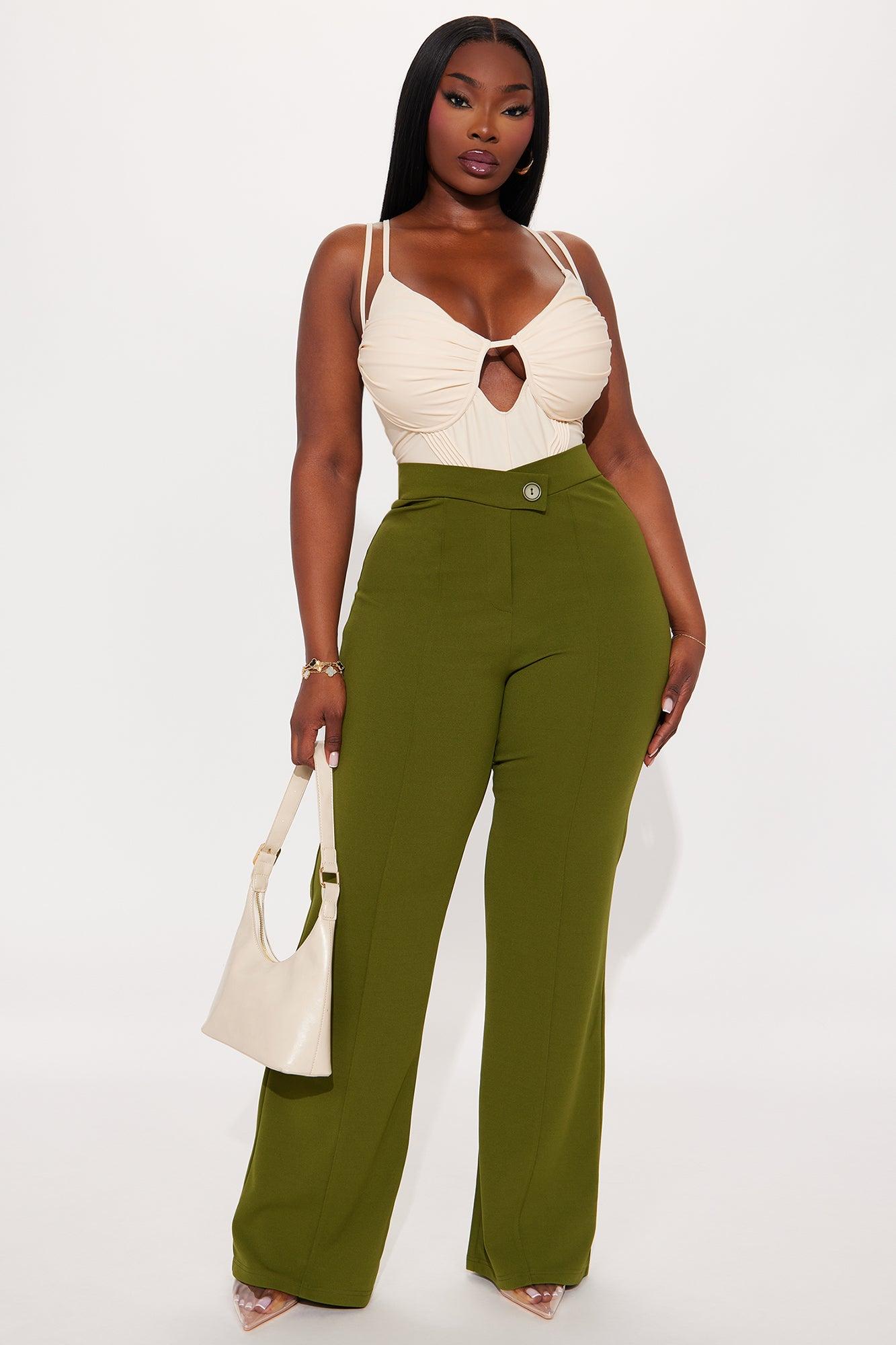 Call It Even Wide Leg Dress Pants - Olive Product Image
