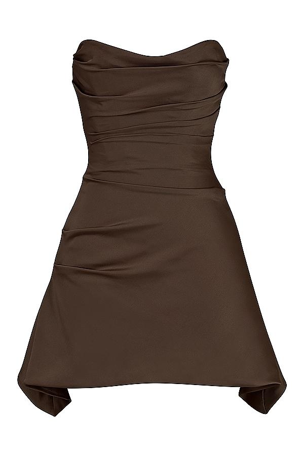 Jasmine  chocolate draped strapless corset dress Product Image