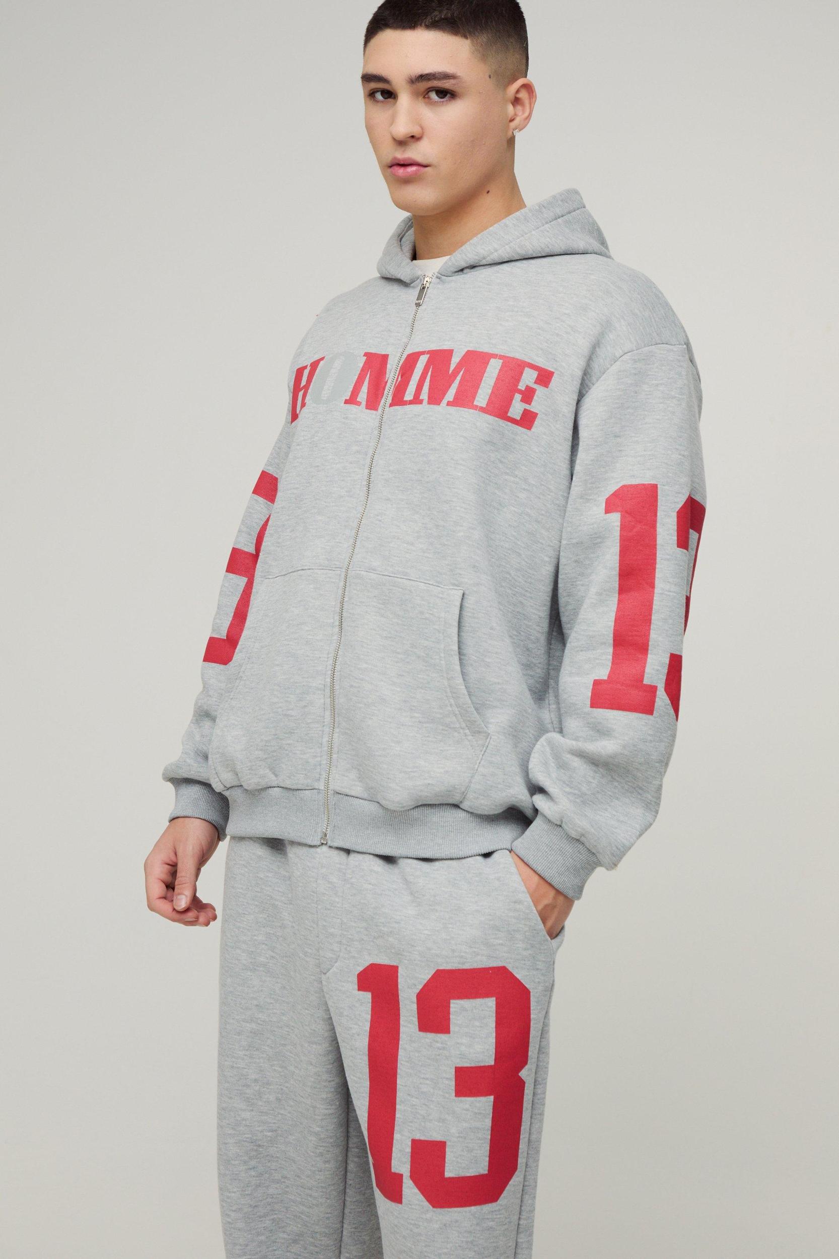 Oversized Homme 13 Zip Through Tracksuit | boohooMAN USA Product Image
