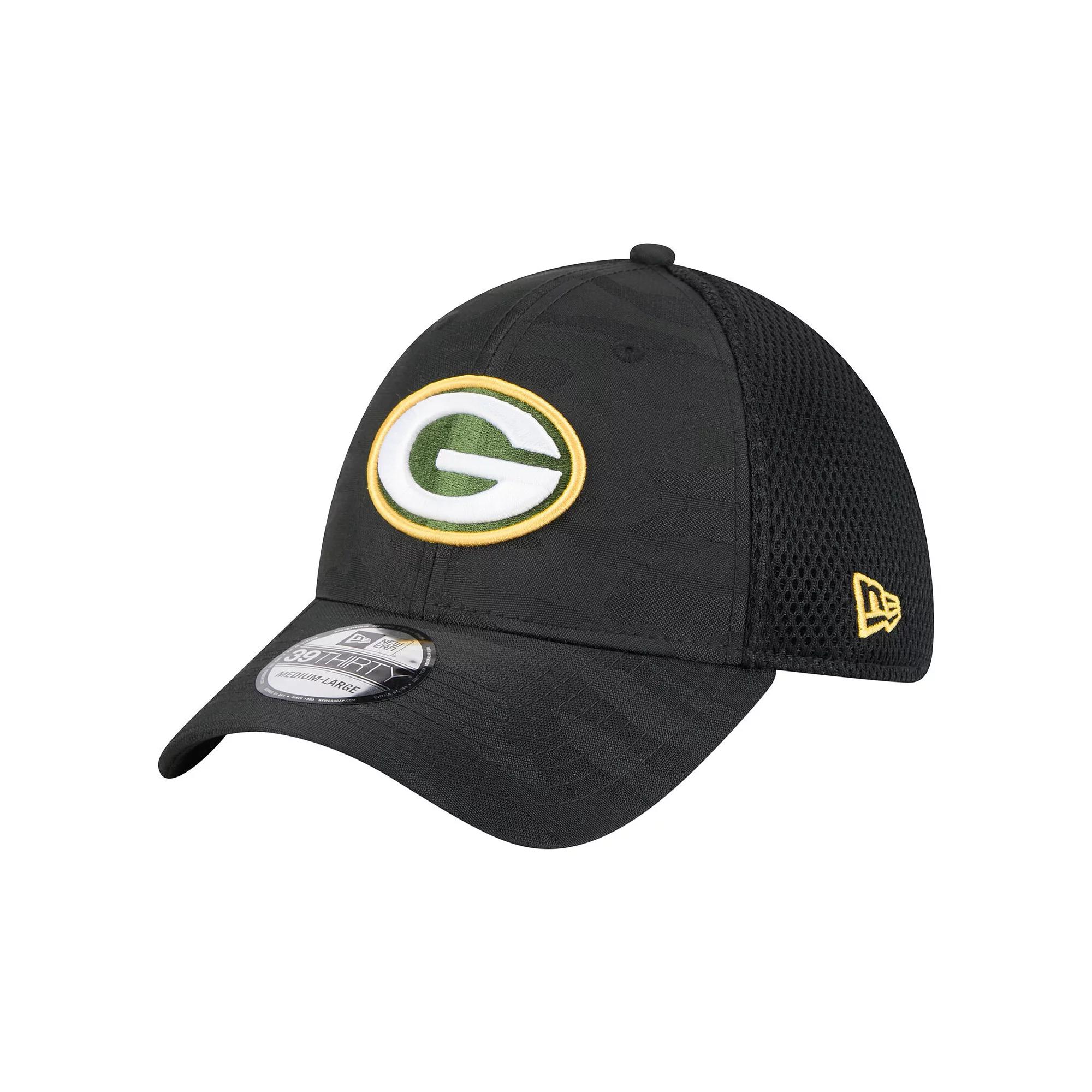 Men's New Era Black Green Bay Packers Active Camo 39THIRTY Flex Hat, Size: Medium/Large Product Image