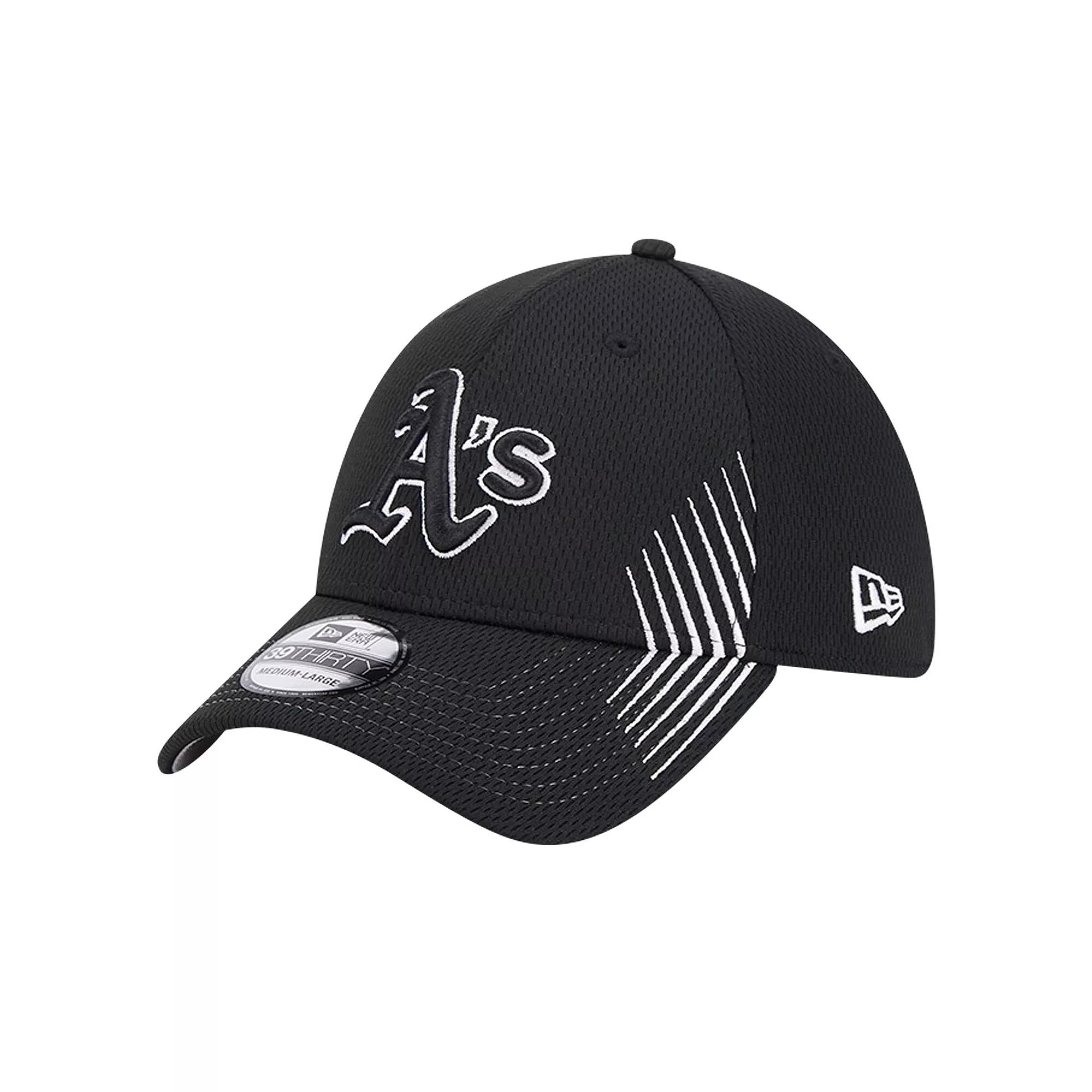 Men's New Era Black Oakland Athletics Active Dash Mark 39THIRTY Flex Hat,  Product Image