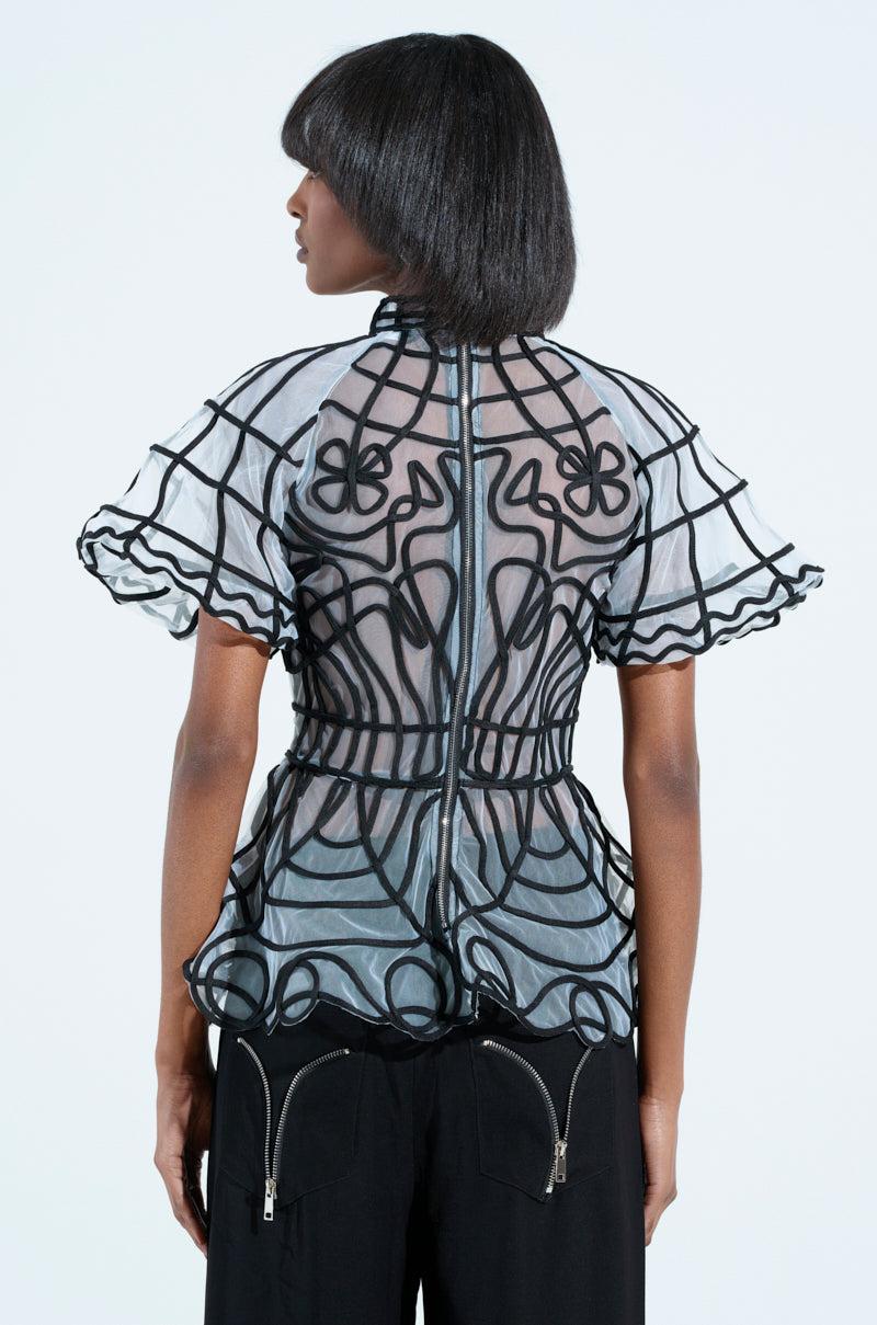 DOLL FACE SHORT SLEEVE STRUCTURED BLOUSE Girls Product Image