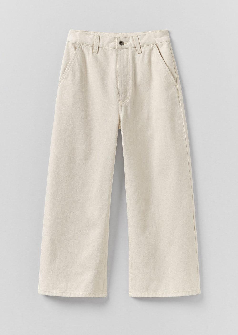 Relaxed Wide Leg Denim Pants | Ecru Product Image
