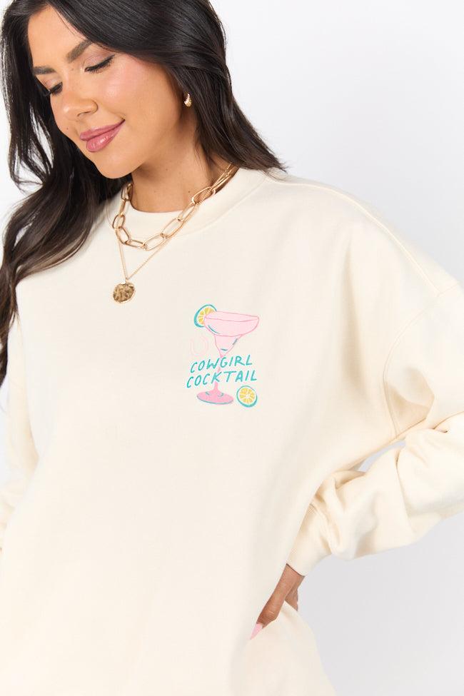 Cowgirl Cocktail Cream Graphic Sweatshirt Product Image