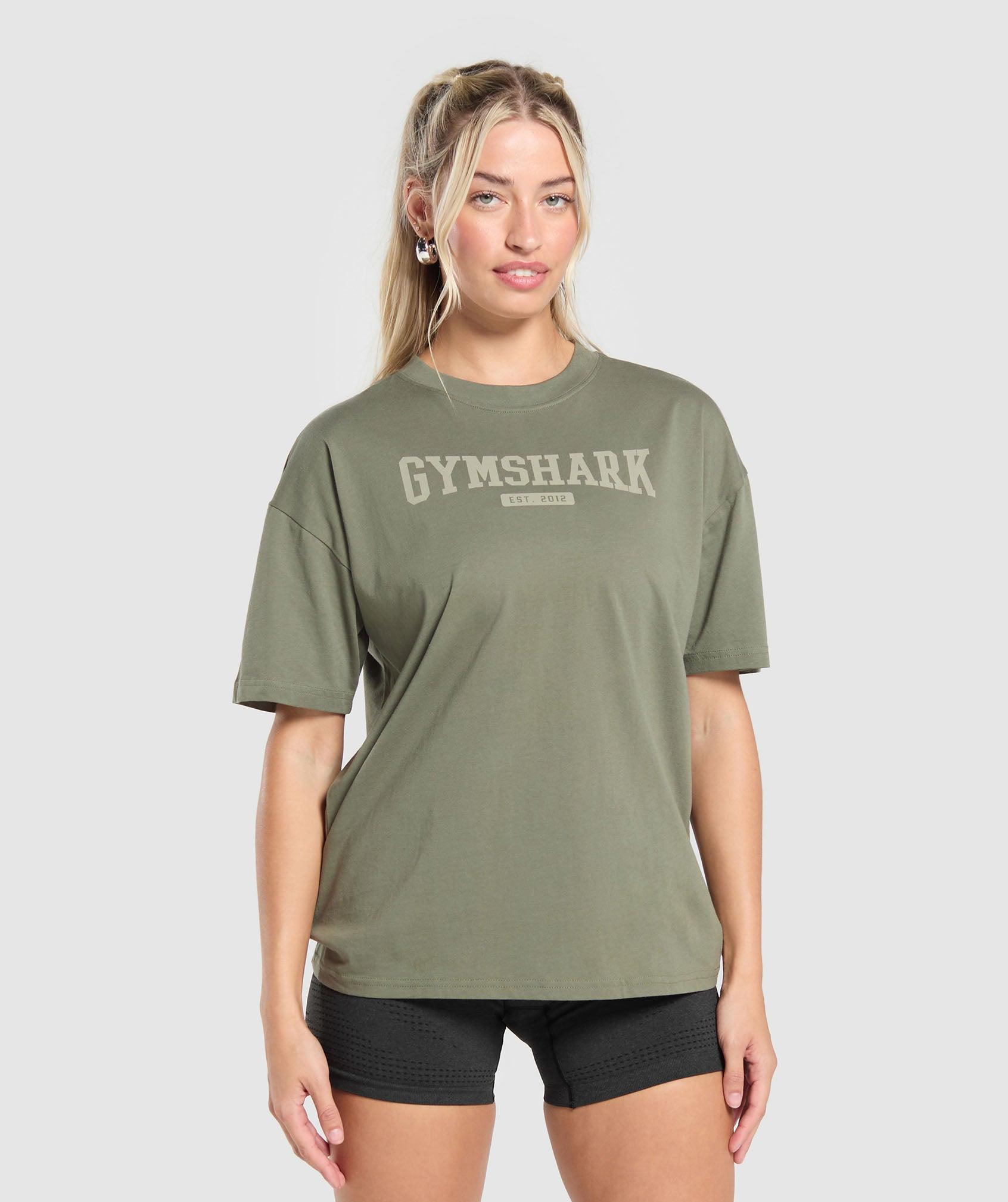 Gymshark Collegiate Lifestyle Oversized T-Shirt - Base Green Female Product Image