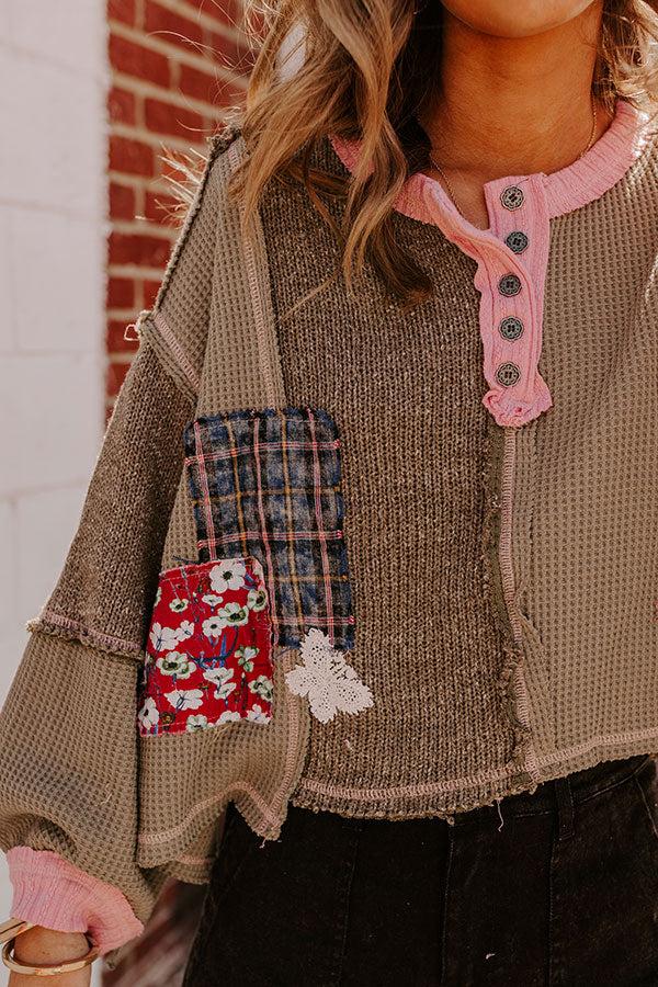 Autumn Brunch Waffle Knit Henley Top Product Image