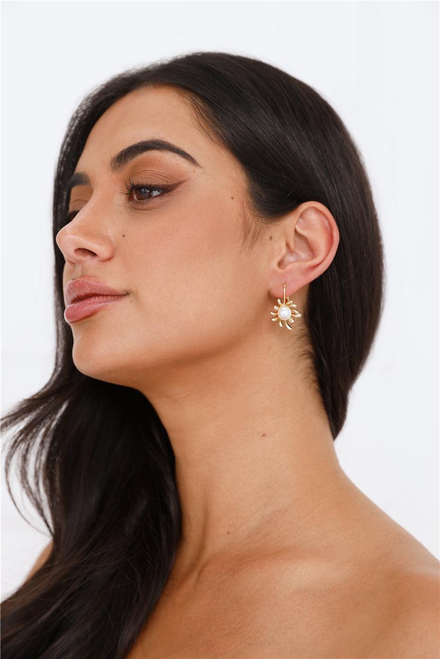 18k Gold Plated Pearl Perfection Earrings Gold Product Image