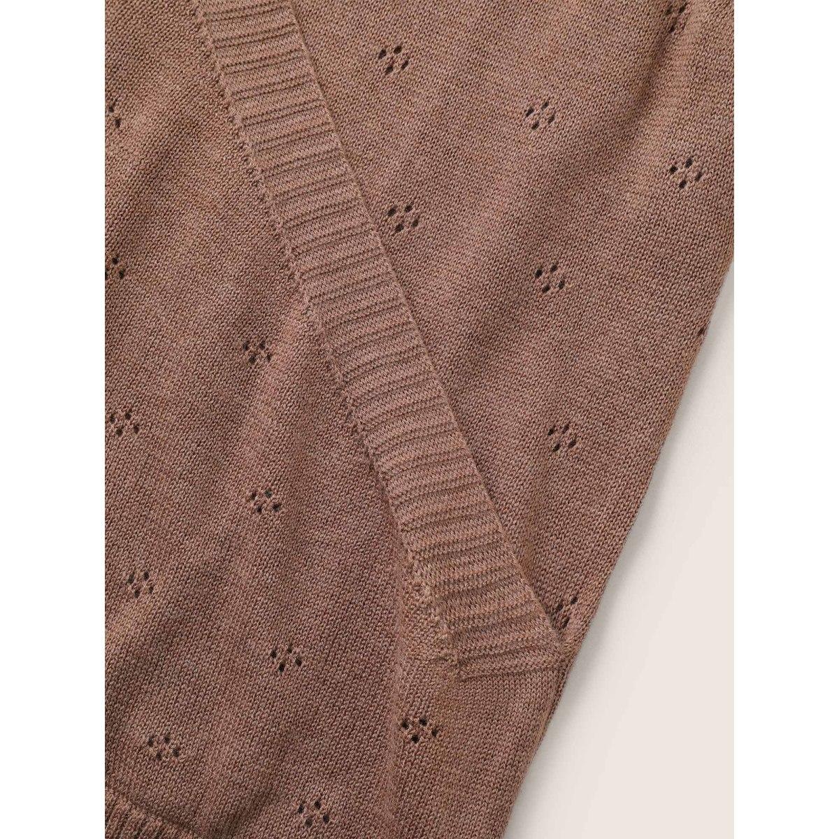 Plus Size Supersoft Essentials Wrap Split Hem Pullover DarkBrown Women Casual Short sleeve V-neck Everyday Pullovers BloomChic 28/5X Product Image