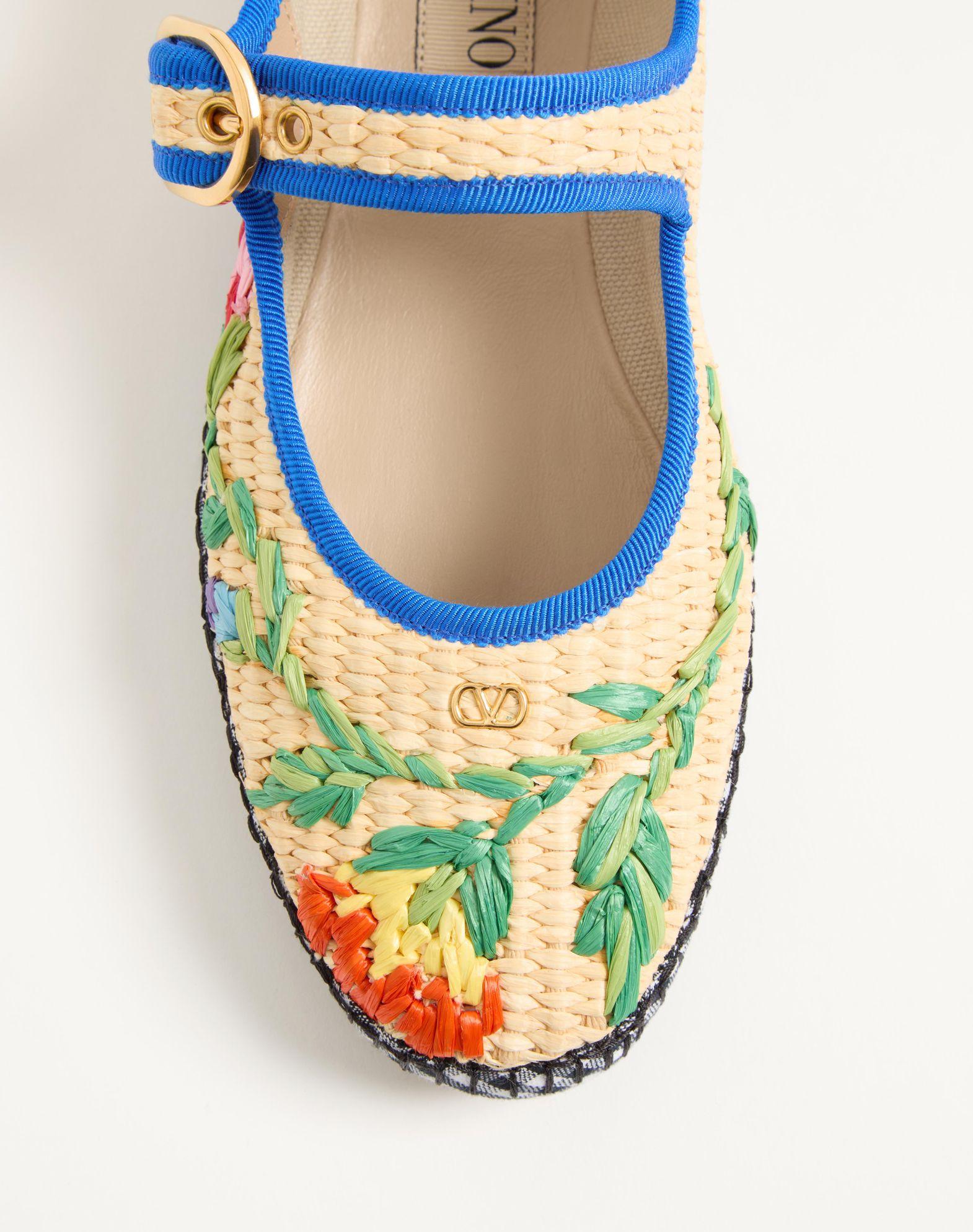 Mary-Jane Endouce Ballerina In Raffia With Floral Embroidery Product Image