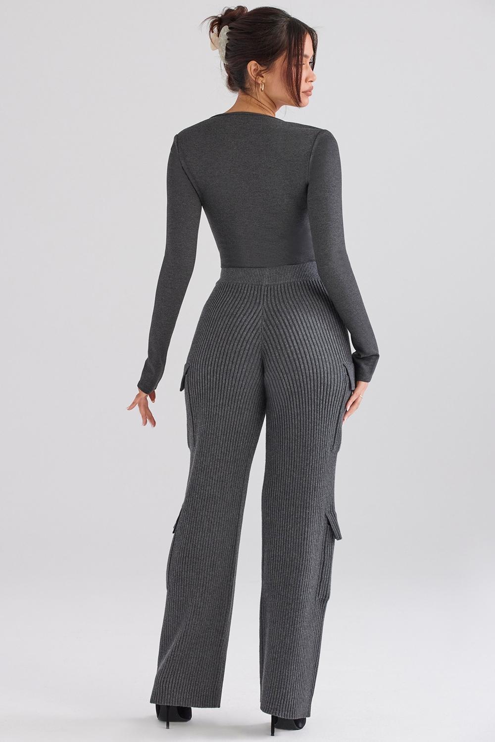 Tea  charcoal knitted utility trousers - sale Product Image