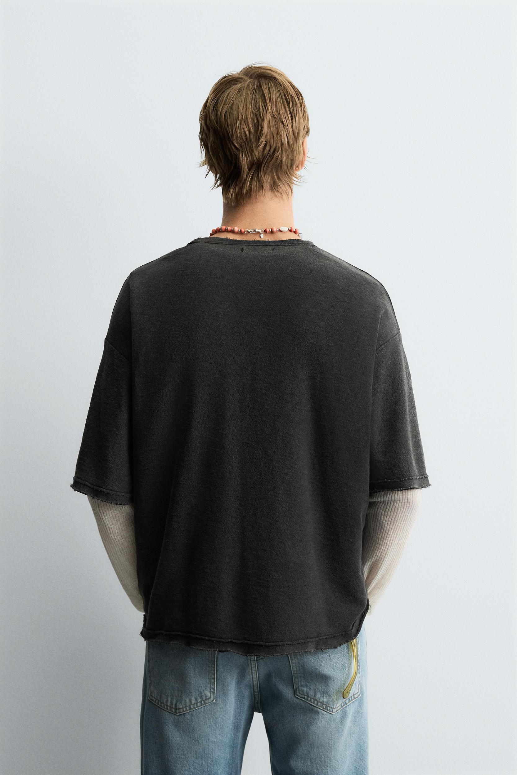 WASHED PRINT KNIT T-SHIRT Product Image