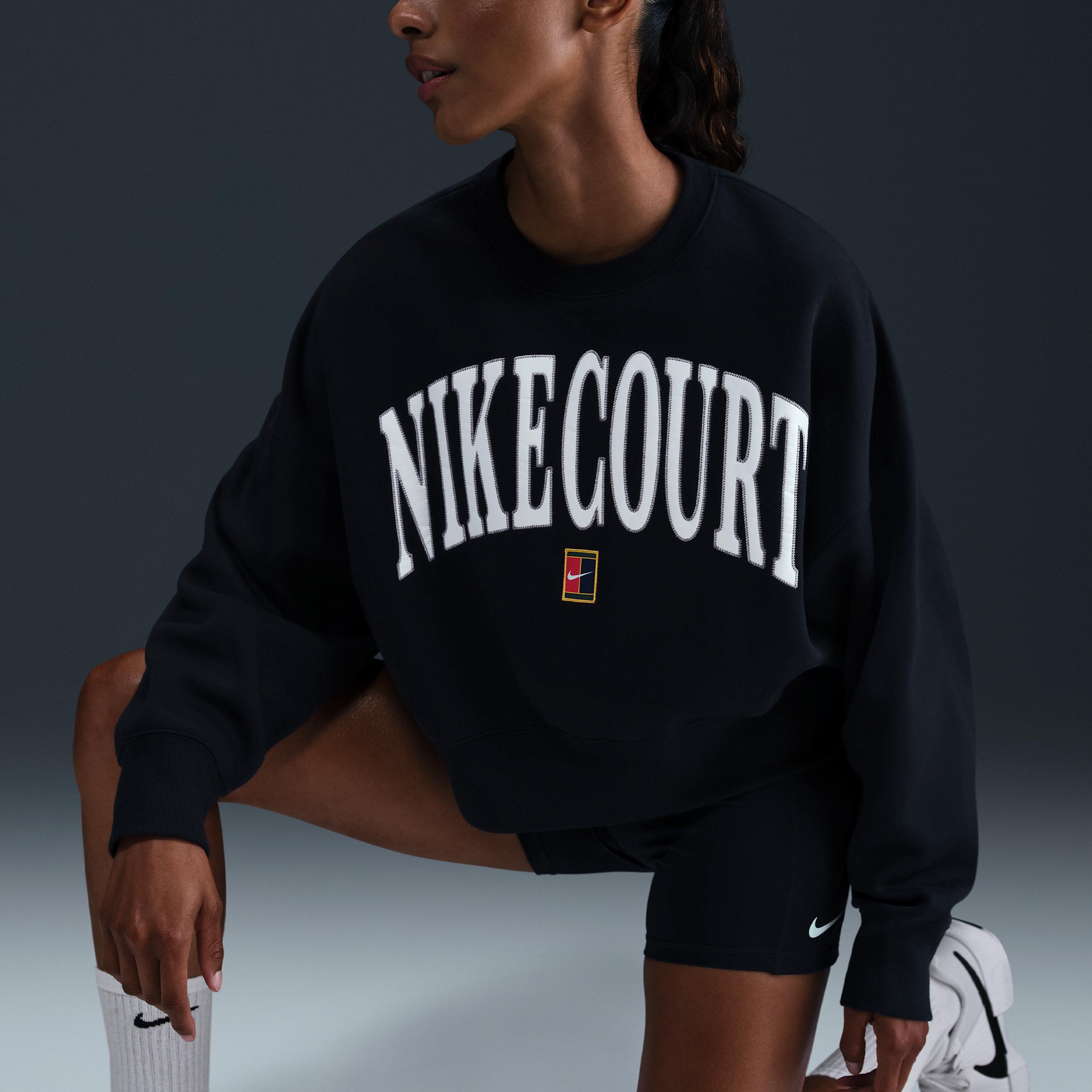Nike Womens Court Phoenix Fleece Over-Oversized Crew-Neck Tennis Sweatshirt | HQ0351-010 Product Image