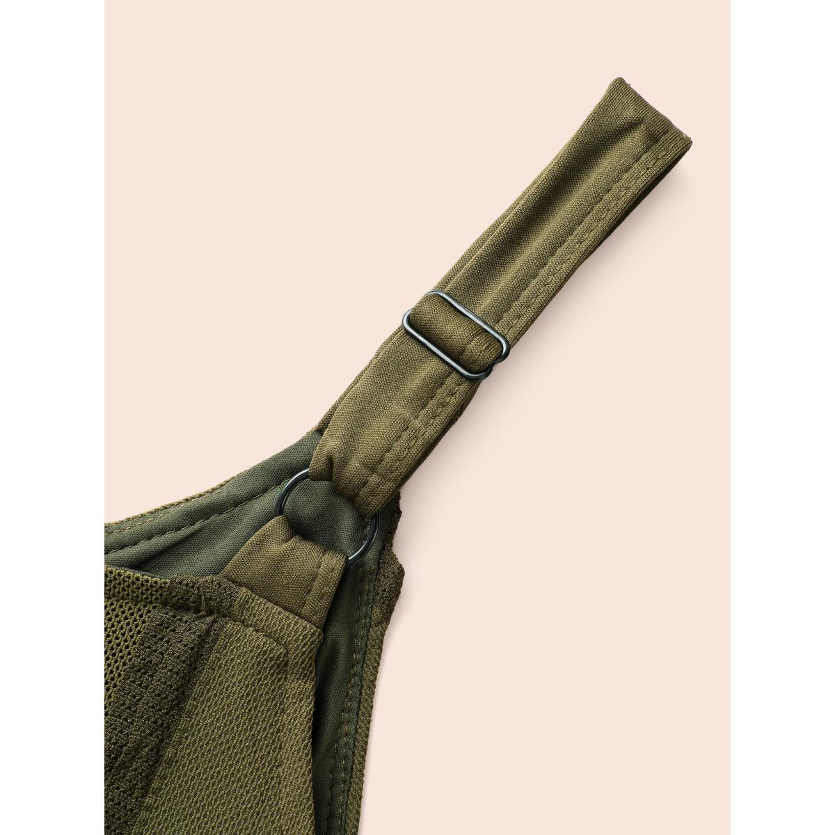 Plus Size Tucked Seam Textured Cami Dress Olive Women Casual Tucked seam V-neck Sleeveless Curvy BloomChic 12/L Product Image