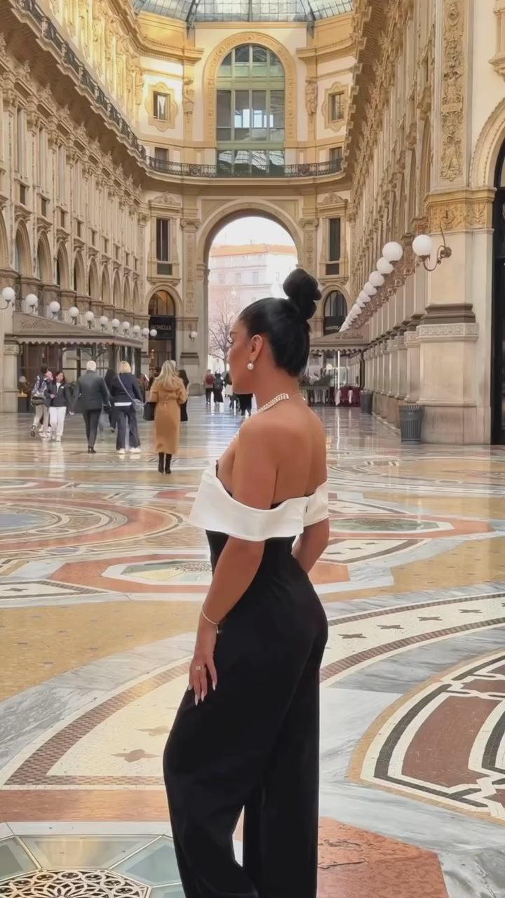 Be Yourself Jumpsuit  - Black/White Product Image