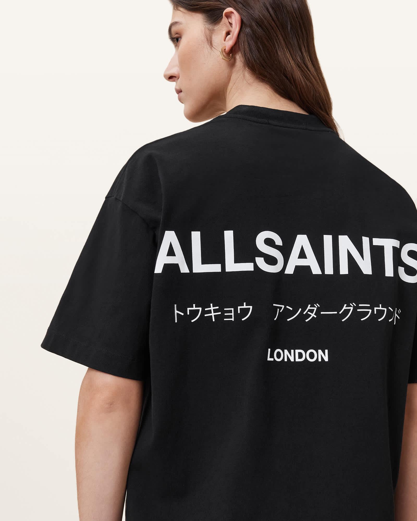 Underground Etta Oversized T-Shirt Black | ALLSAINTS US Product Image
