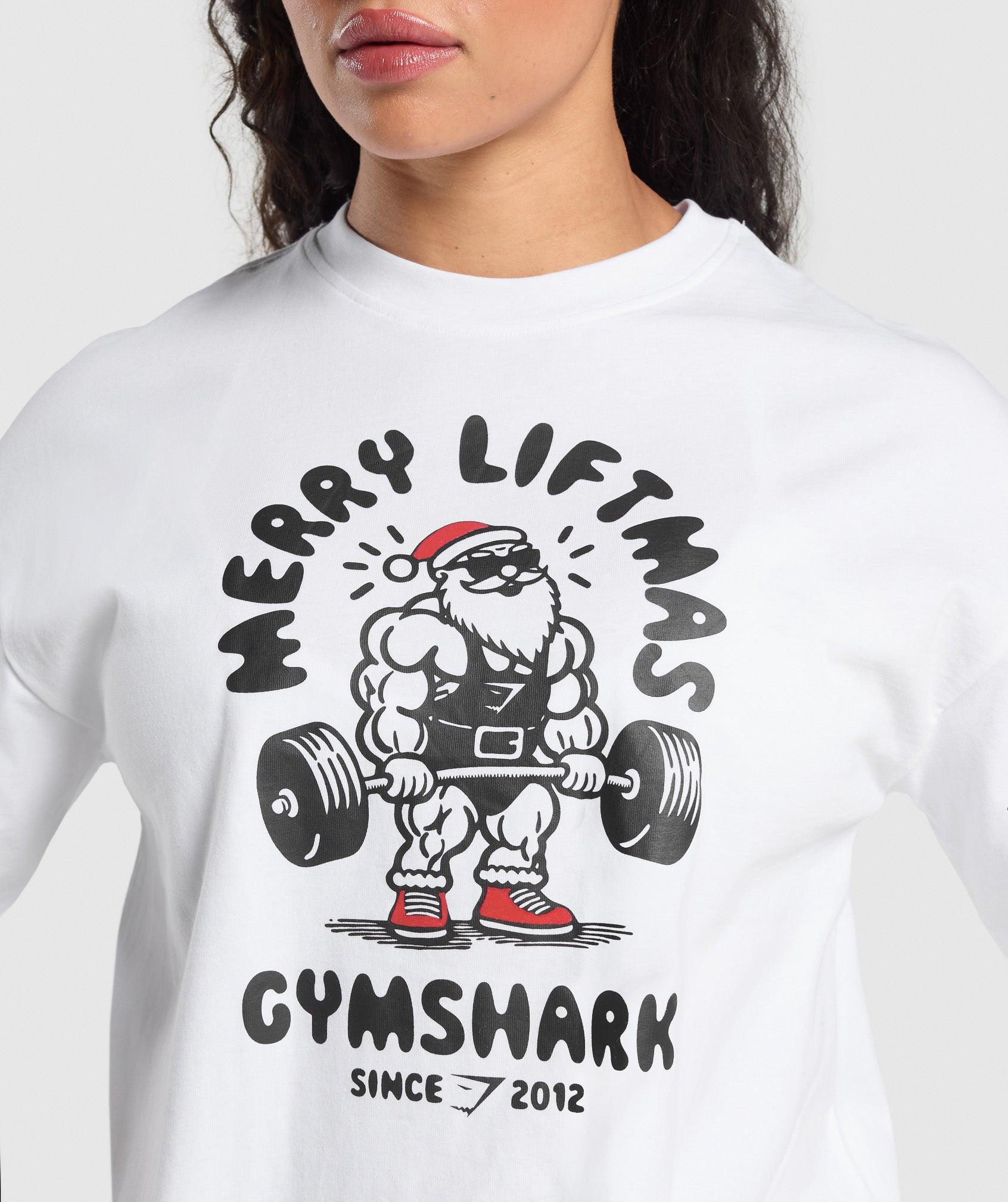 Gymshark Merry Liftmas Oversized T-Shirt - White Female Product Image
