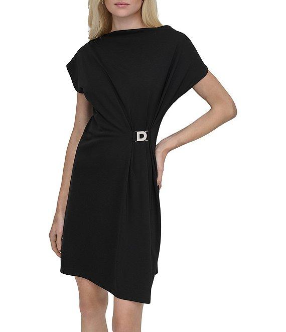 DKNY by Donna Karan Boat Neck Short Sleeve Matte Jersey Tunic Dress Product Image