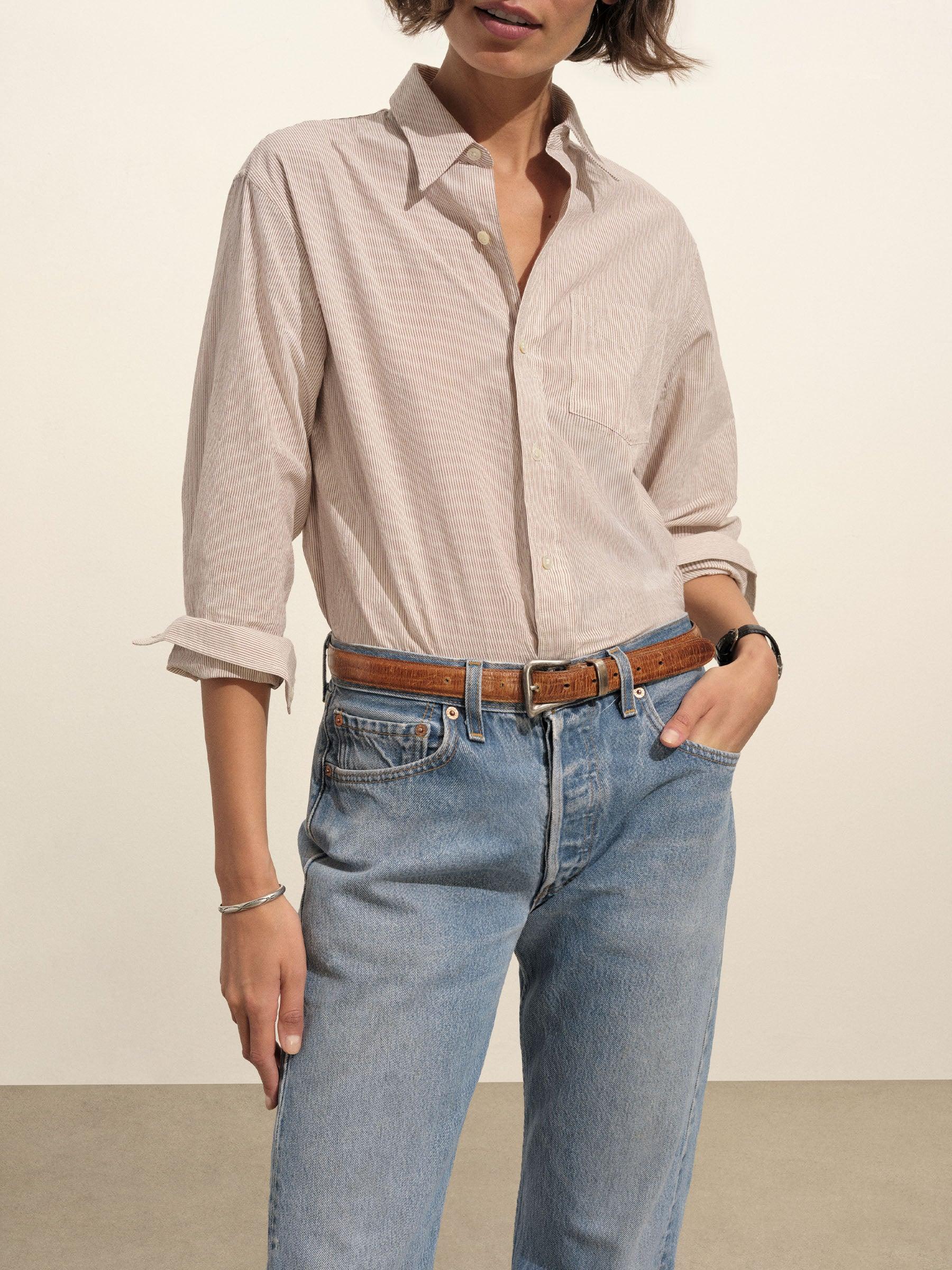 Cocoa Brown/Typewriter Stripe Mainstay Cotton Shirt Product Image