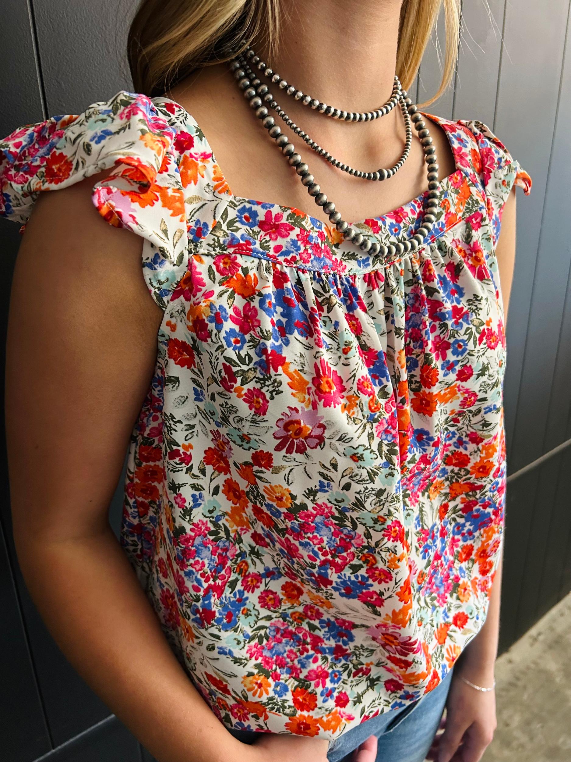 Floral Square Neck Tank Top Product Image