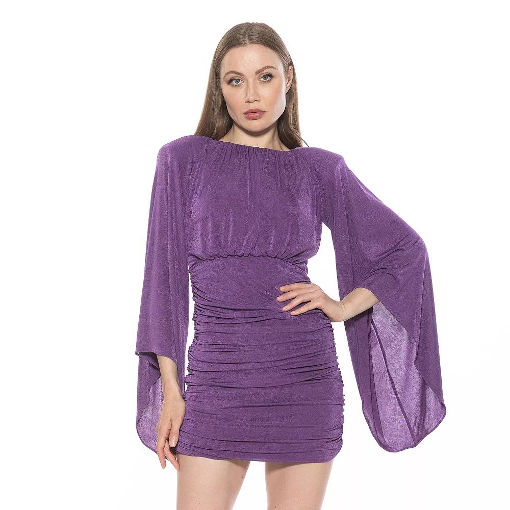 Women's ALEXIA ADMOR Sibyl Draped Sleeve Ruched Mini Dress,  Product Image